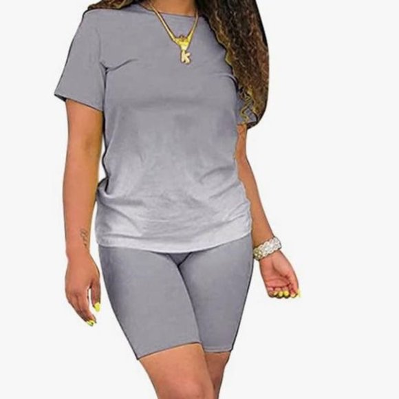 Pants - New Women's Two Piece Grey Shorts and Shirt